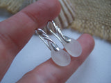 Wings - White sea glass earrings