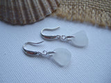 white sea glass earrings dangling