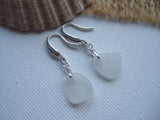 Swirl Waves - White sea glass earrings