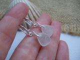 Swirl Waves - White sea glass earrings