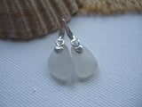Heart Shaped White Sea Glass Earrings Studs