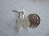 Heart Shaped White Sea Glass Earrings Studs
