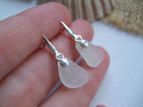 Heart Shaped White Sea Glass Earrings Studs