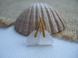 white and gold sea glass earrings