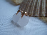 Studs - White sea glass and rose gold 18K on sterling silver