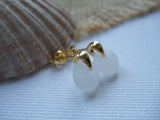 Studs - White sea glass and 24K gold plate on sterling silver