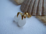 Studs - White sea glass and 24K gold plate on sterling silver