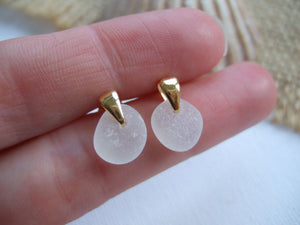 white studs with 24K gold plate