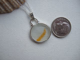 Japanese Sea Glass Ohajiki, Flat Marble Necklace, white and yellow wave