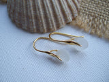 Gold Waves - White sea glass, 24K gold plate on sterling silver earrings