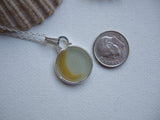 Japanese Sea Glass Ohajiki, Flat Marble Necklace, yellow white