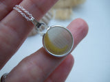 Japanese Sea Glass Ohajiki, Flat Marble Necklace, yellow white