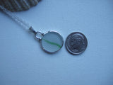 Japanese Sea Glass Ohajiki, Flat Marble Necklace, white light green