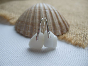 white milk sea glass earrings