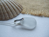 Light Grey Sea Glass Necklace, Sterling Silver, Drop Shape