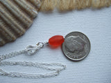 Sea glass bead necklace - petite red with heart