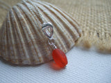 Sea glass bead necklace - petite red with heart