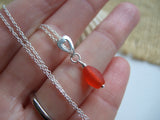 Sea glass bead necklace - petite red with heart