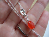 Sea glass bead necklace - petite red with heart
