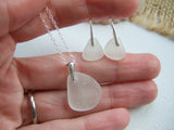 white sea glass jewelry set