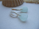 Ocean Waves - Sea foam sea glass, sterling silver earrings