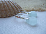 Ocean Waves - Sea foam sea glass, sterling silver earrings