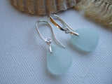 Ocean Waves - Sea foam sea glass, sterling silver earrings