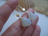 Heart Earrings - Opalescent sea glass