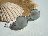 Sea Glass Red Cat's Eye Marble Round Studs Earrings