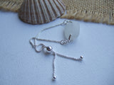 Scottish White Sea Glass - Sterling Silver adjustable bracelet 8"