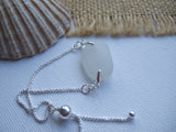 Scottish White Sea Glass - Sterling Silver adjustable bracelet 8"