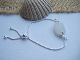 Scottish White Sea Glass - Sterling Silver adjustable bracelet 8"