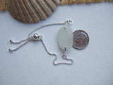 Scottish White Sea Glass - Sterling Silver adjustable bracelet 8"