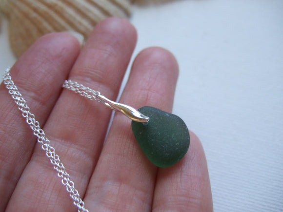 green mini beach glass sea necklace
