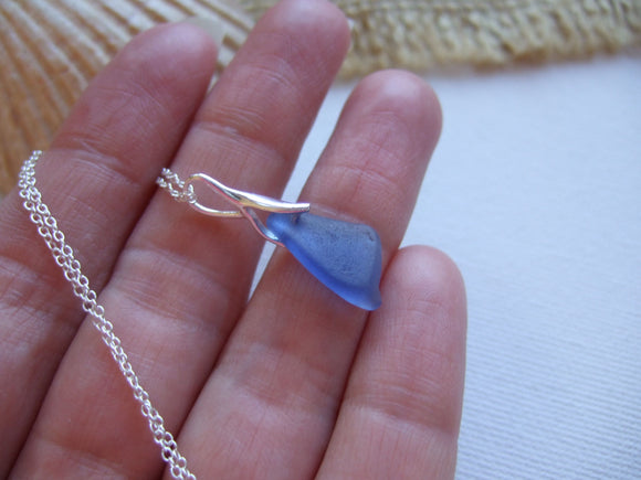 light blue beach glass mini necklace
