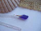 Mini Sea Glass Pendant - Dark Blue Beach Glass Necklace