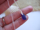 dark blue sea glass mini necklace