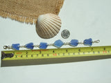 Blue sea glass bracelet, sterling silver  and blue beach glass 8"