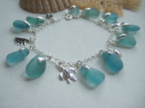 sea glass charm bracelet turquoise japan