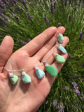 Milk Sea Glass Necklace - blue and green, sterling silver 18"