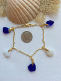 Davenport Sea Glass Blue White Bracelet Gold Vermeil 7"