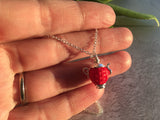 Sea glass bead necklace - Little red teapot