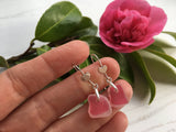 Scottish Pink Sea Glass Heart Design Earrings - Sterling Silver