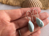 Ocean Swirls - Blue Milk Sea Glass Earrings, Sterling Silver