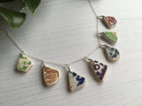 Sea Pottery Rainbow Pattern Necklace - 18" sterling silver