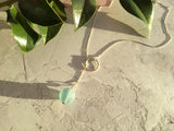 Y Necklace Japanese Sea Glass Marble, Aqua Beach Glass, Sphere Pendant