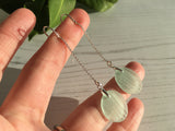 Japanese Sea Glass Ohajiki, Flat Marble Threader Earrings