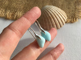 Blue Milk Sea Glass Wave Design Sterling Silver Earrings