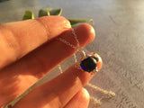 Sea glass bead necklace - Little dark blue teapot