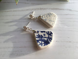 Scottish Sea Pottery Earrings - Floral Print Stud Earring